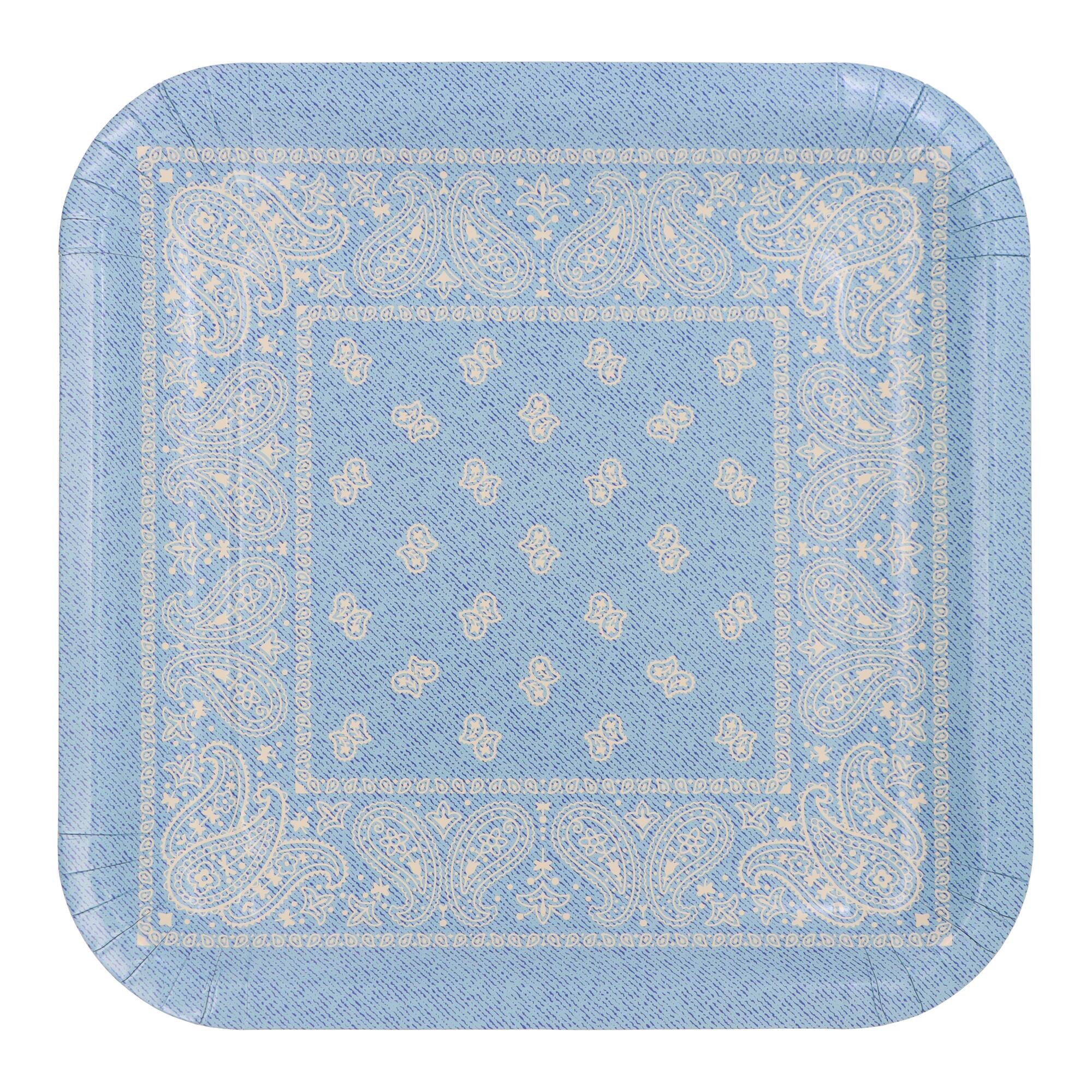 9" Square Blue Bandana Dinner Plates, 10ct. by Celebrate It™